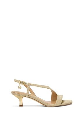 michael kors jaida glitter chain mesh kitten heel sandal