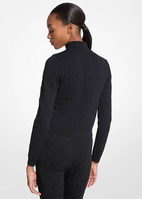 michael kors logo jacquard mock neck top