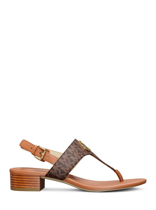 michael kors hannah signature logo t strap sandal