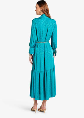 michael kors empire diamond satin jacquard maxi dress