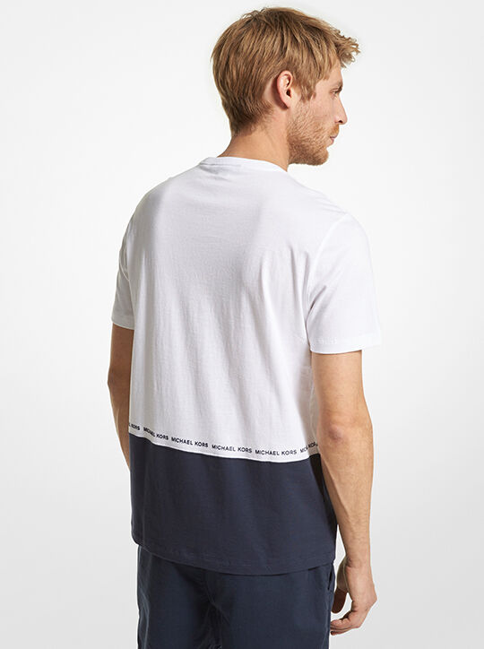 Two-Tone Logo Cotton T-Shirt michael kors two tone logo cotton t shirt