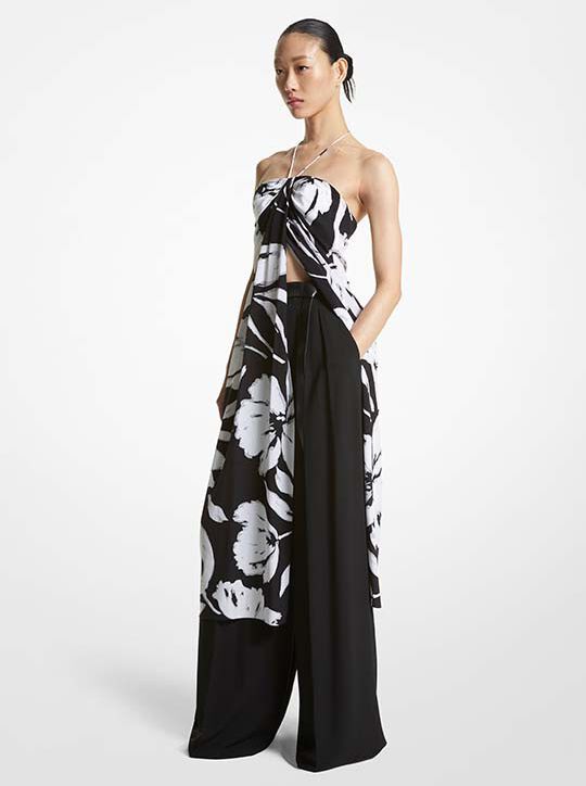 Brushstroke Floral Silk Crepe De Chine Sarong Tunic michael kors brushstroke floral silk crepe de chine sarong tunic