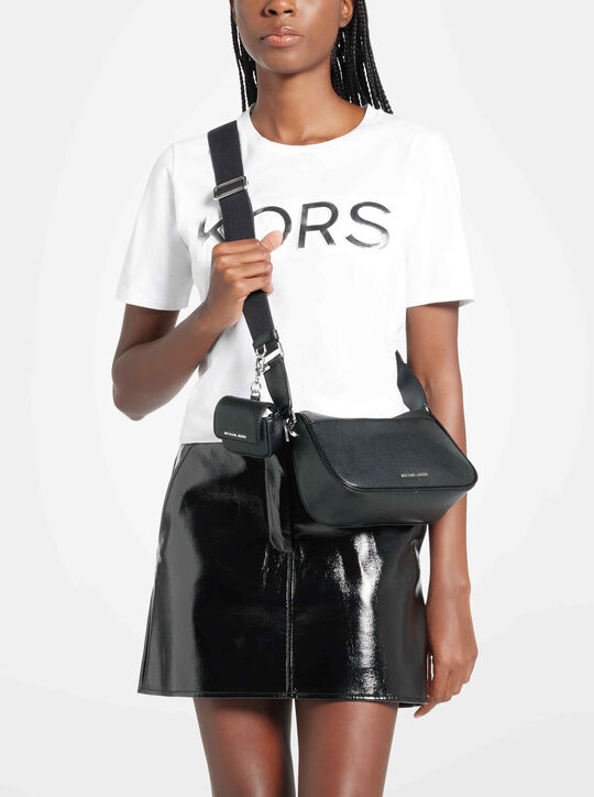 michael kors jet set medium pebbled leather crossbody bag with case for apple airpods pro