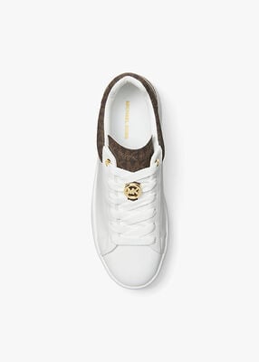 michael kors dottie signature logo trim and leather platform sneaker