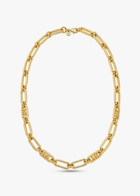 Michael Kors Platinum-Plated Empire Link Chain Necklace