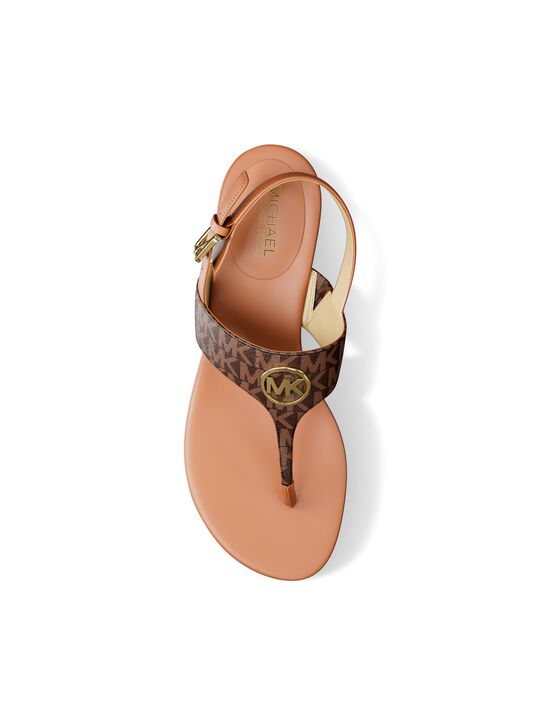 michael kors hannah signature logo t strap sandal