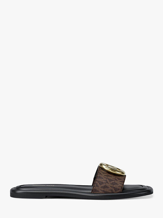 michael kors milan signature logo slide sandal