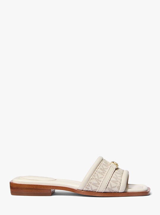 Mandy Signature Logo Slide Sandal michael kors mandy signature logo slide sandal