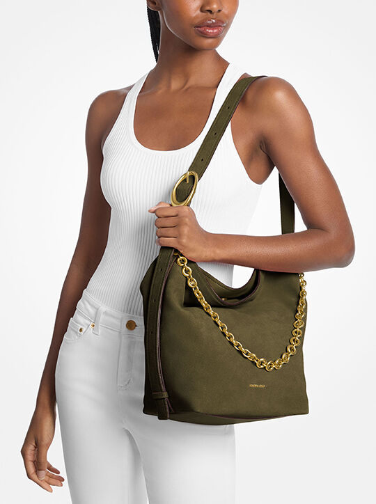 michael kors nolita large suede bucket tote bag