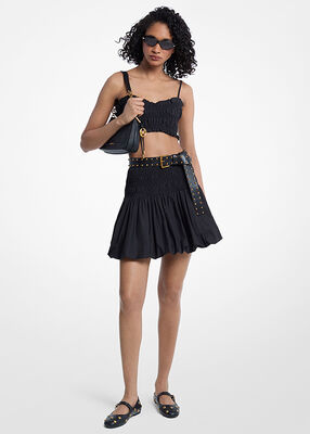 michael kors cotton smocked bubble skirt