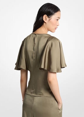 michael kors satin cape sleeve blouse