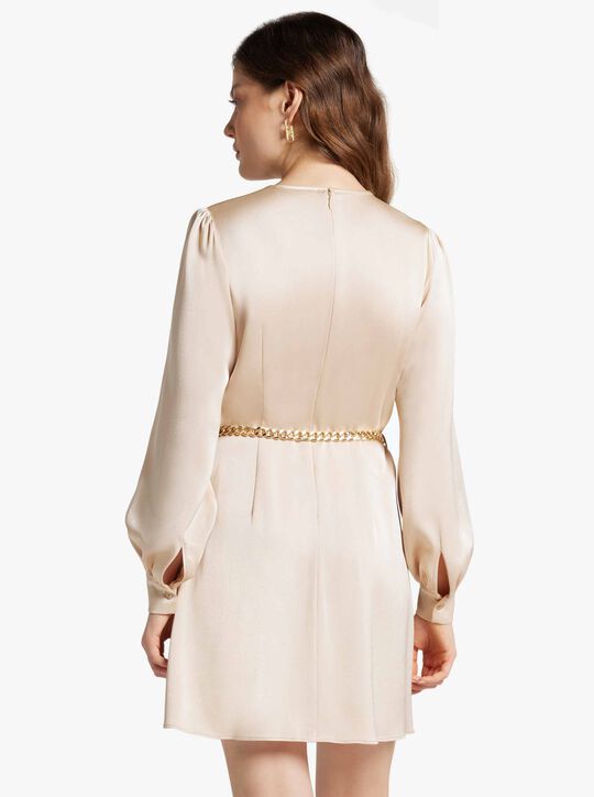 فستان قصير بحزام من الساتان michael kors فستان قصير بحزام من الساتان