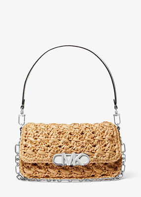 Logo Detail Straw Shoulder Bag
