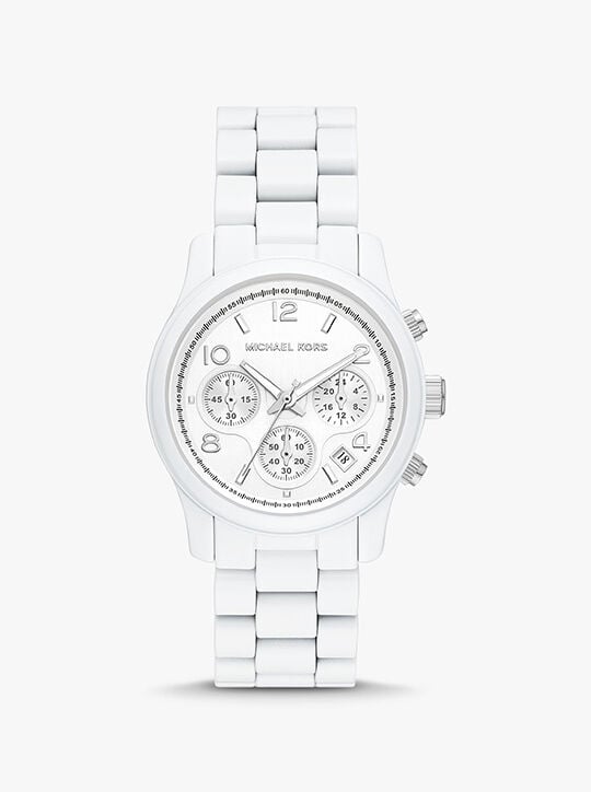 Slim Runway White-Tone Watch michael kors slim runway white tone watch
