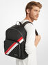 Cooper Logo Stripe and Faux Leather Backpack michael kors cooper logo stripe and faux leather backpack