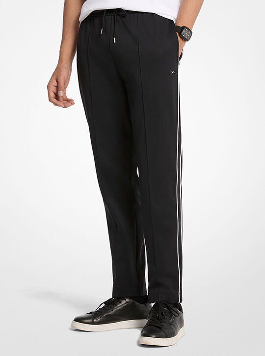 michael kors contrast piping stretch nylon track pants
