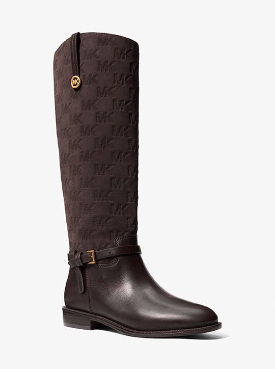 michael kors beverly quited suede and leather riding boot
