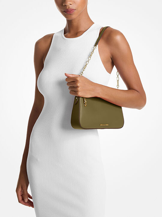 michael kors حقيبة إمباير متوسطة الحجم من الجلد بسلسلة