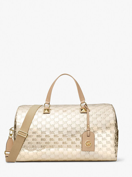 Grayson Extra-Large Logo Embossed Patent Weekender Bag michael kors grayson extra large logo embossed patent weekender bag