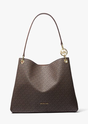 michael kors christina large signature logo shoulder bag