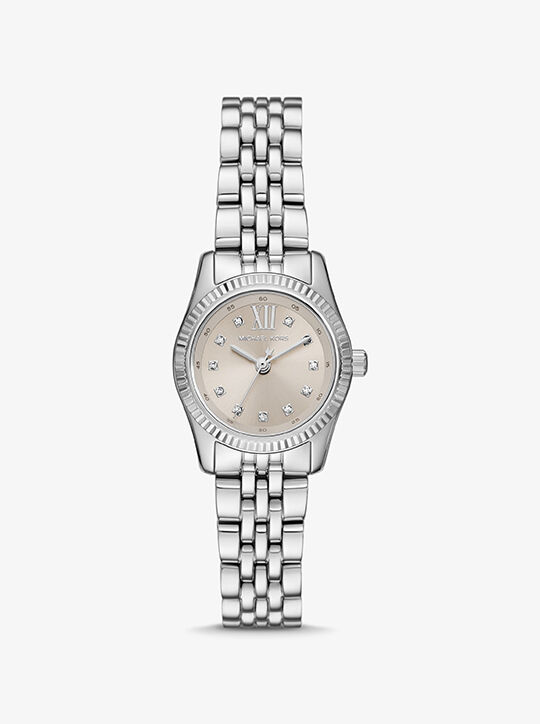 michael kors petite lexington pav  silver tone watch