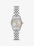 michael kors petite lexington pav  silver tone watch