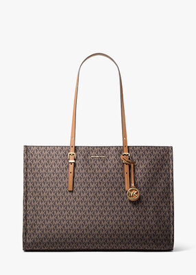 michael kors zadie large signature logo printed tote bag