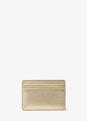 michael kors jet set metallic pebbled leather card case