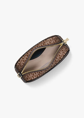 michael kors jet set small signature logo camera crossbody bag