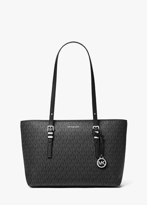michael kors quinn medium signature logo and leather tote bag