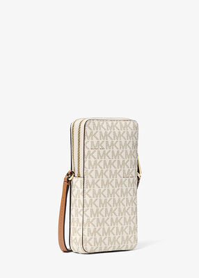 michael kors jet set small signature logo smartphone crossbody bag