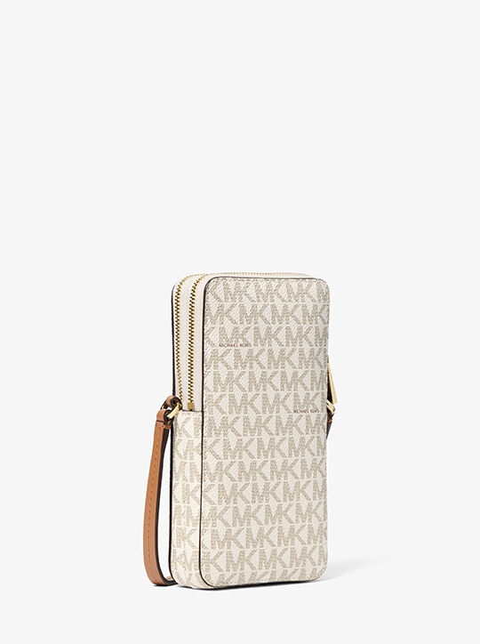 michael kors jet set small signature logo smartphone crossbody bag