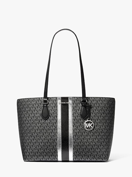 Sheila Large Signature Logo and Metallic Tote Bag michael kors sheila large signature logo and metallic tote bag