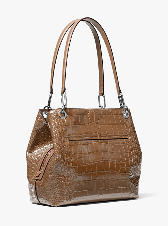 michael kors kensington large crocodile embossed leather tote bag