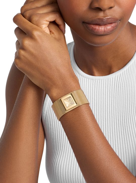 michael kors petite georgie gold tone mesh watch