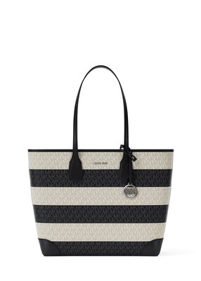 michael kors eva large striped signature logo tote bag