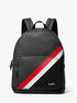 Cooper Logo Stripe and Faux Leather Backpack michael kors cooper logo stripe and faux leather backpack