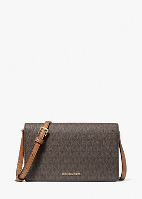 michael kors jet set medium signature logo front flap crossbody bag