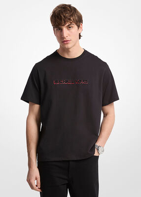 michael kors تي شيرت جيرسي قطني منقوش بشعار الماركة