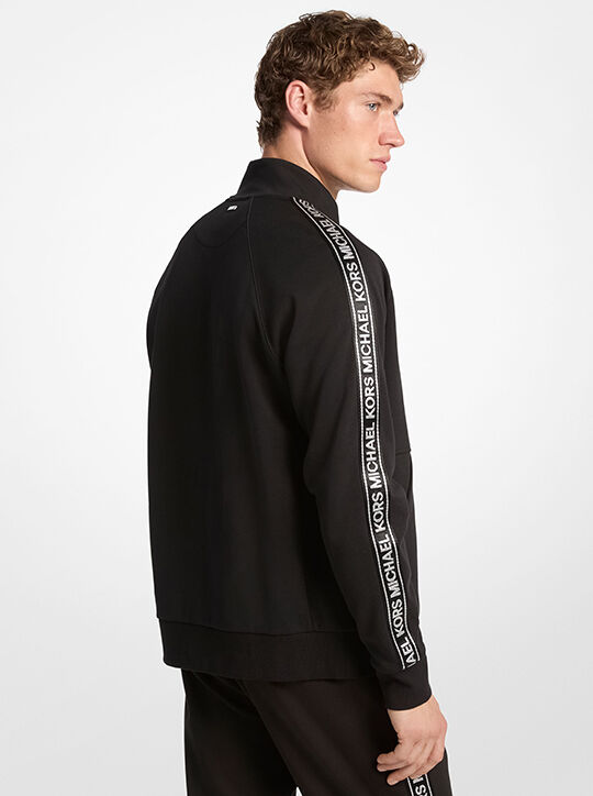 michael kors logo tape cotton blend zip up jacket