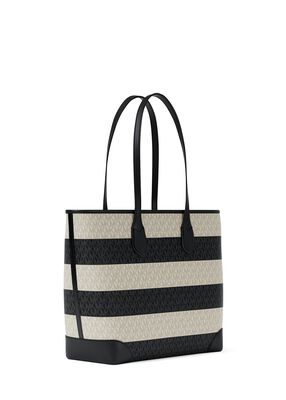 michael kors eva large striped signature logo tote bag