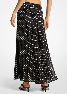 michael kors polka dot pleated georgette skirt