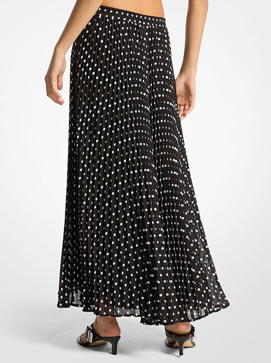michael kors polka dot pleated georgette skirt