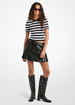 michael kors pleated patent mini skirt