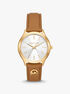 michael kors slim runway gold tone and leather watch