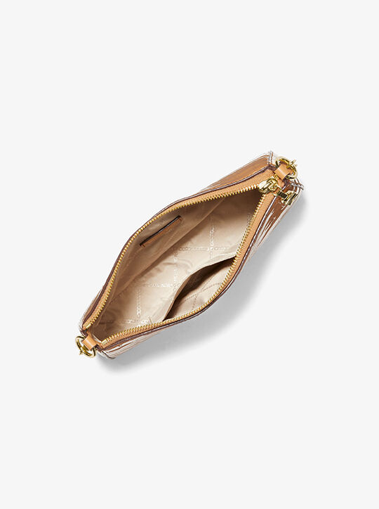 michael kors empire medium crocodile embossed leather chain link shoulder bag