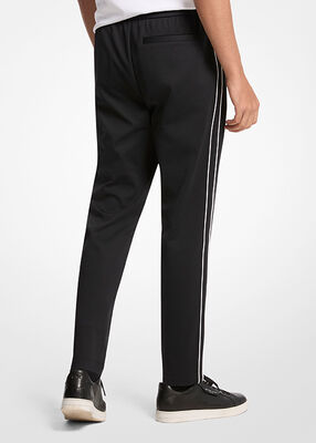 michael kors contrast piping stretch nylon track pants