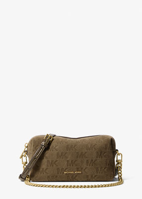 michael kors bryant small logo embossed suede convertible crossbody bag