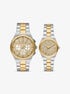 Lennox His and Hers Pavé Two-Tone Watch Set michael kors lennox his and hers pav two tone watch set
