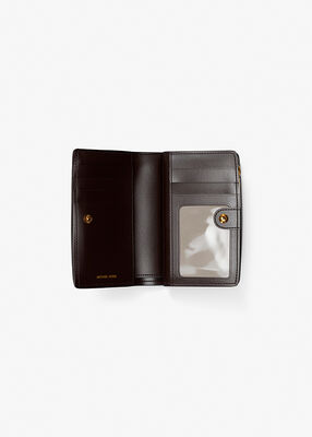 michael kors bryant medium logo embossed leather wallet